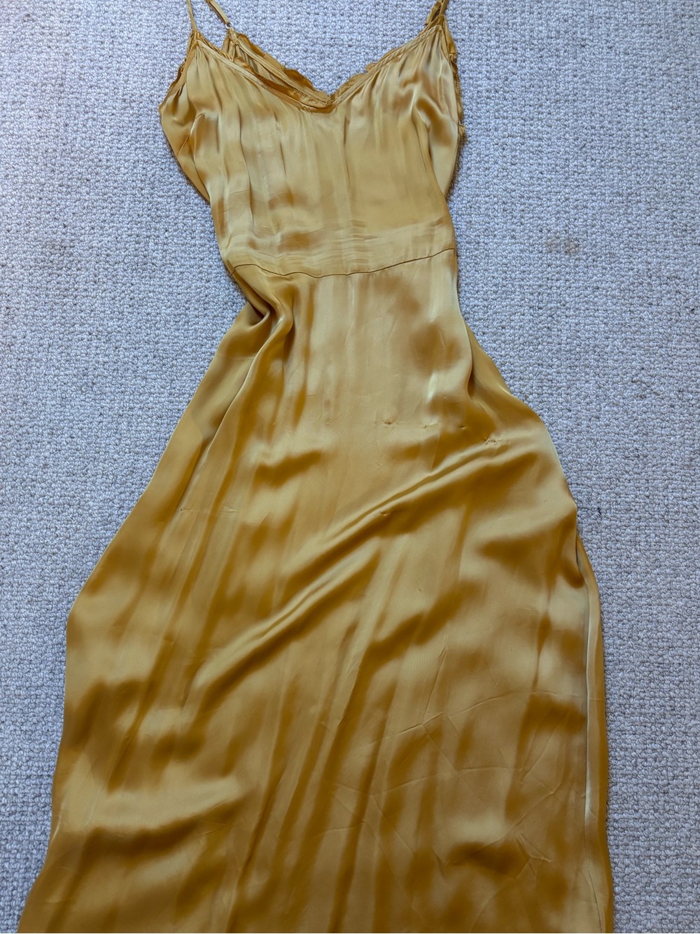 Silky Mustard Yellow Slip Dress